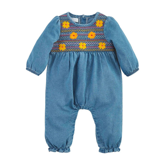 Mud Pie - Smocked Denim Baby Bodysuit - Findlay Rowe Designs