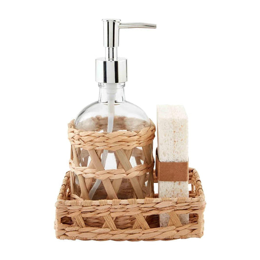 Mud Pie - Tray and Soap Pump Set - Woven - Findlay Rowe Designs