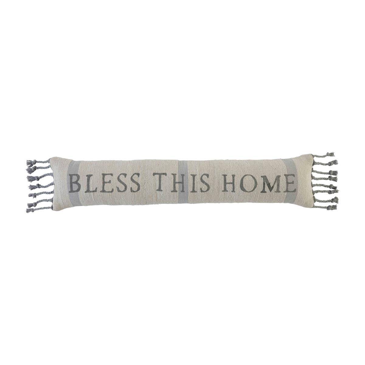 MUD PIE - SENTIMENT FRINGE LONG PILLOW - BLESS THIS HOME - Findlay Rowe Designs