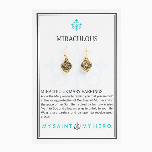 My Saint My Hero- Miraculous Mary Earrings in Gold - Findlay Rowe Designs