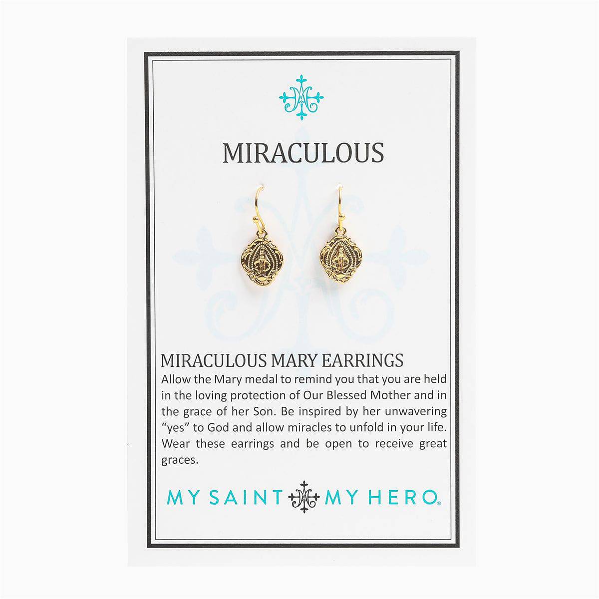 My Saint My Hero- Miraculous Mary Earrings in Gold - Findlay Rowe Designs
