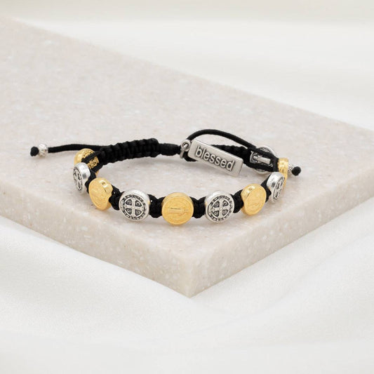 My Saint My Hero- Benedictine Blessing Bracelet - Mixed Medals in Black - Findlay Rowe Designs