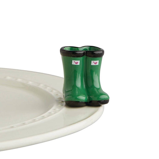 NORA FLEMING JUMPIN' PUDDLES GREEN BOOTS MINI A227 - Findlay Rowe Designs
