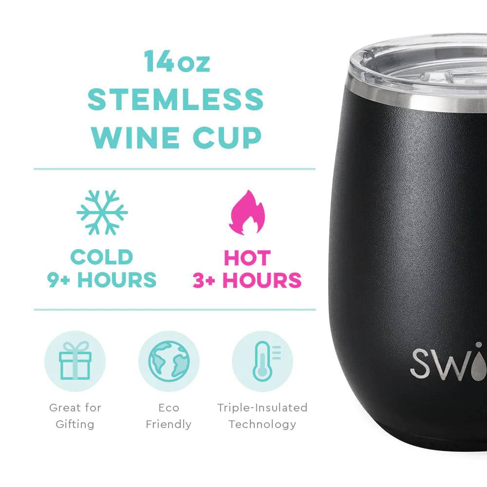 Black Stemless Wine Cup (14oz) - Findlay Rowe Designs