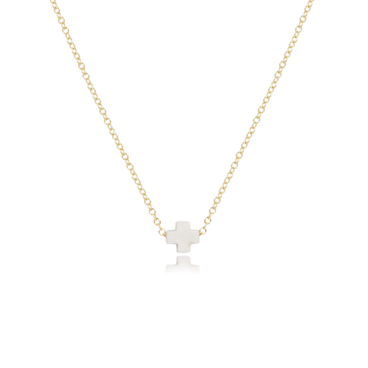 Enewton - Necklace Gold - Signature Cross Small - Off White