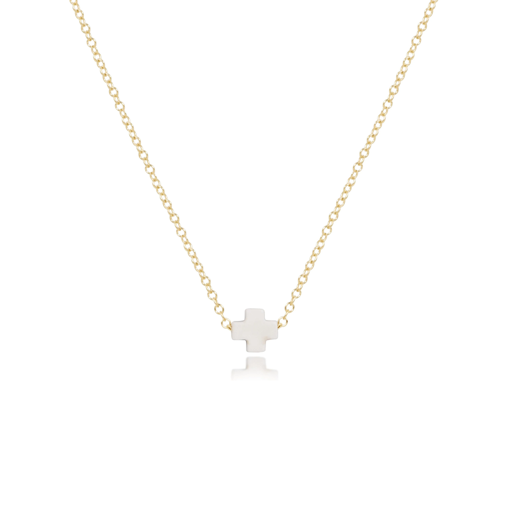 Enewton - Necklace Gold - Signature Cross Small - Off White