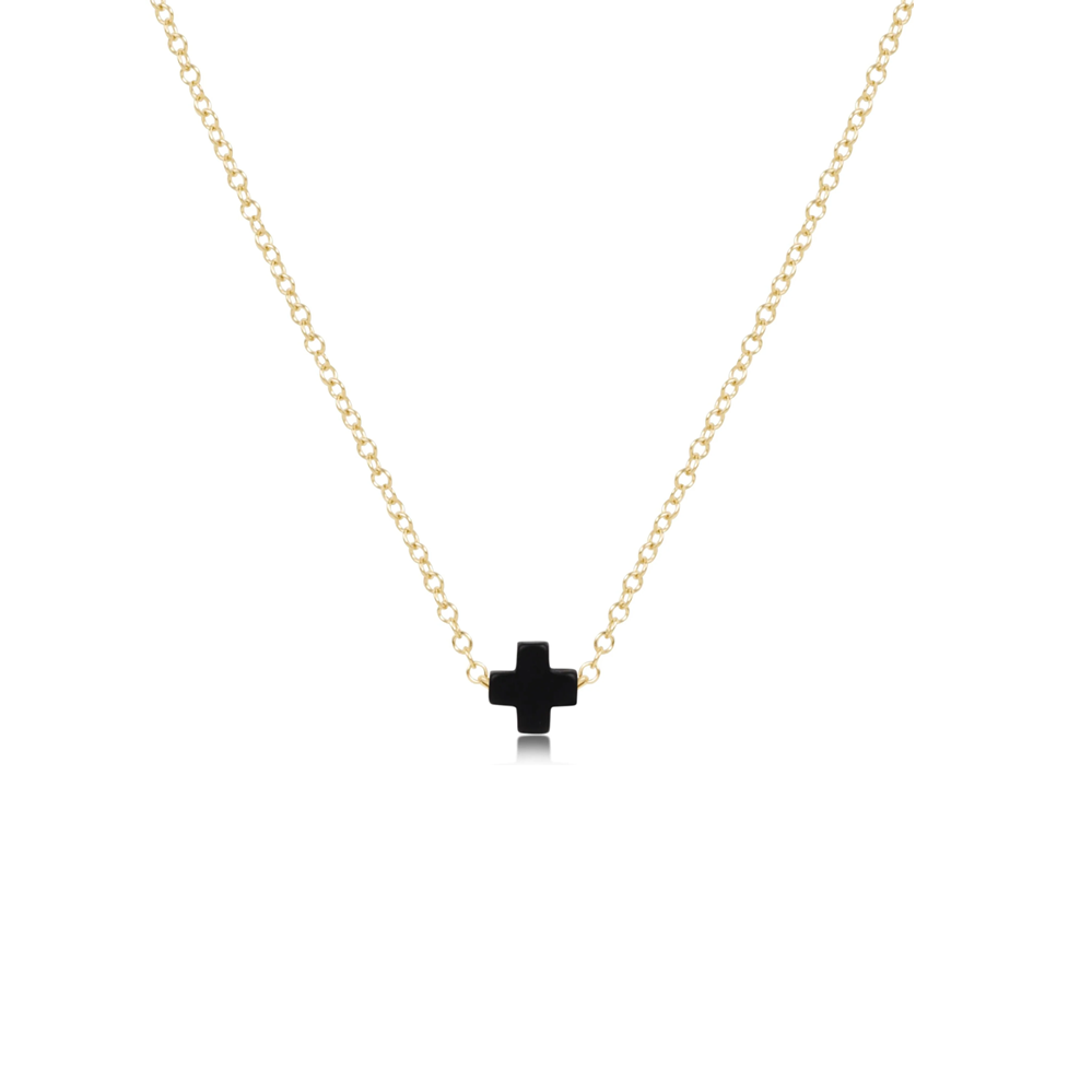 Enewton - Necklace Gold - Signature Cross Small - Onyx