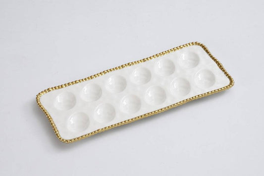 Devilled Egg Tray- Gold Beaded Edge - Findlay Rowe Designs