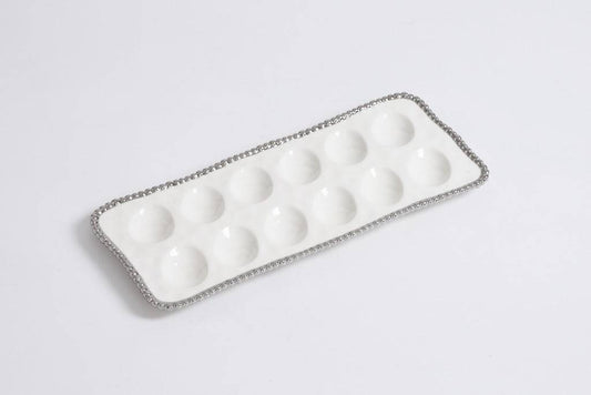 Devilled Egg Tray - Silver beaded edge - Findlay Rowe Designs