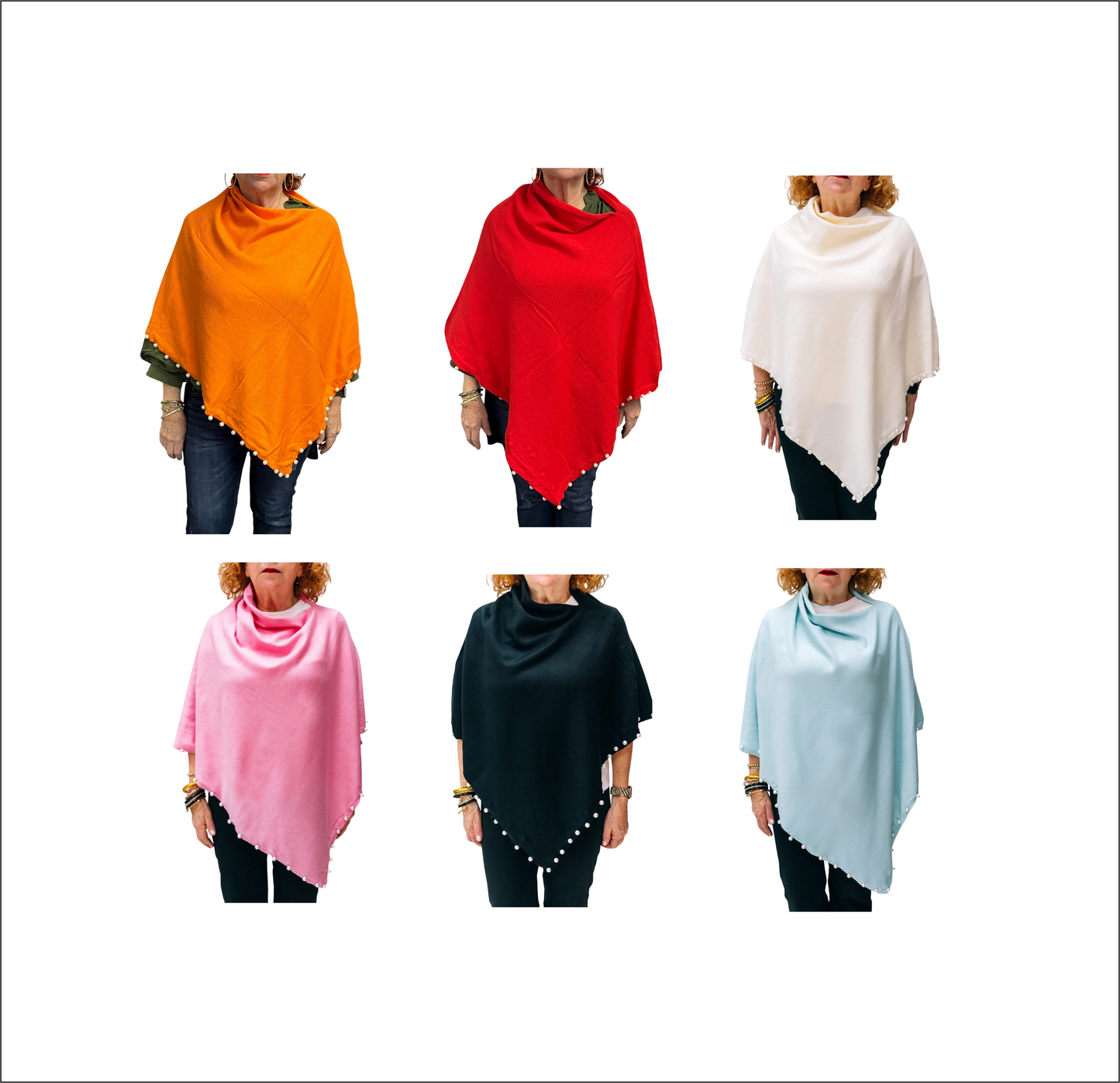 Poncho with Pearl Trim