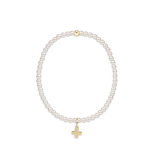 Enewton - Classic Pearl 3mm Bead Bracelet - Signature Cross - Gold - Findlay Rowe Designs