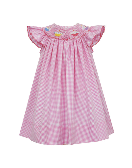 Petit Bebe- Cupcakes Angel Wing Dress- Pink Check