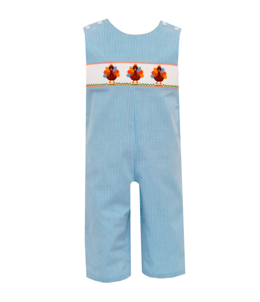 Petit Bebe- Turkey Long Jon Jon- Blue Window Check - Findlay Rowe Designs