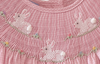 Pink Gingham Bishop smocked with White Bunnies