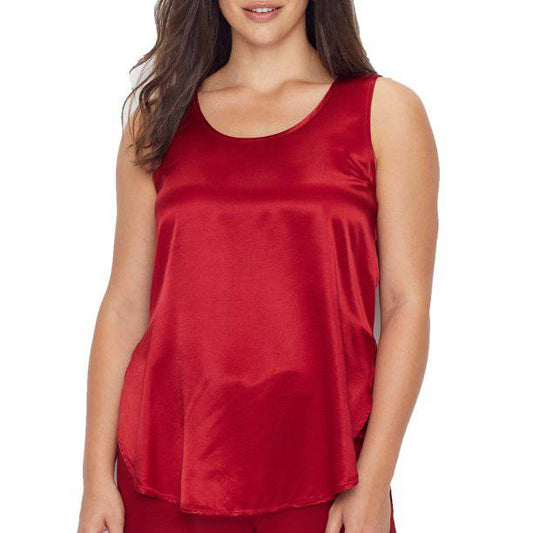 pj harlow - Jackie SATIN HIGH/LOW CAMI WITH SLITS - RED - Findlay Rowe Designs