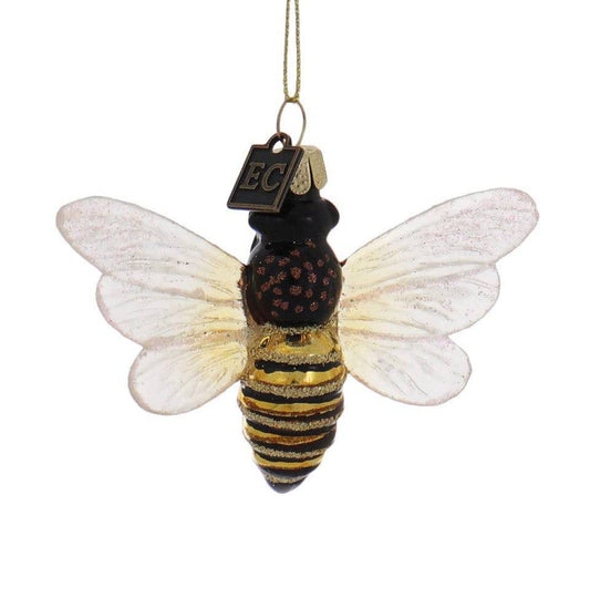 Sparkly Winged Bee Glass and Acrylic Ornament, 3 1/2 x 2 1/2", - Findlay Rowe Designs