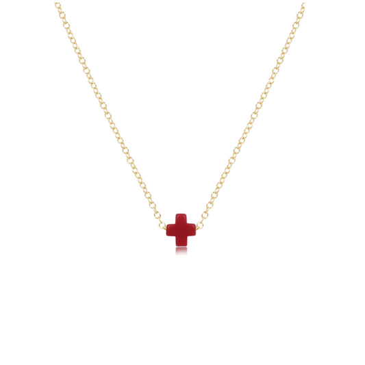 Enewton - Necklace Gold - Signature Cross Small - Red