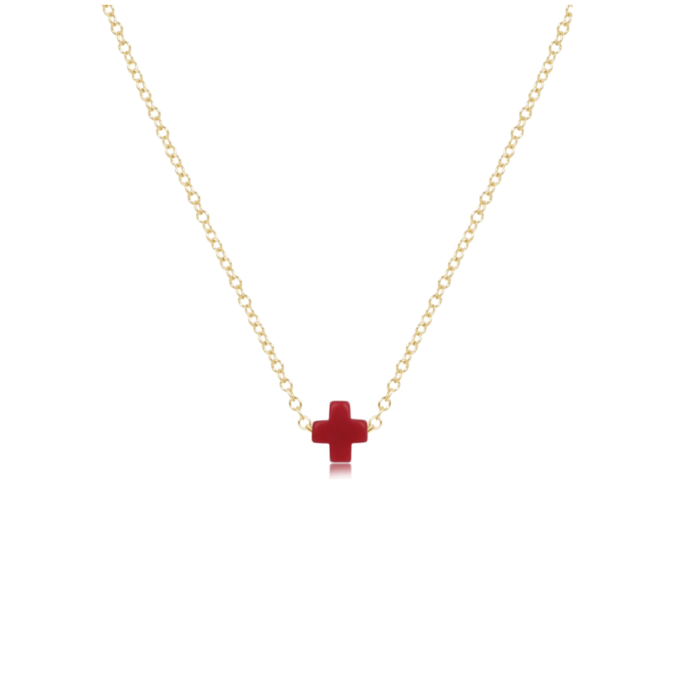 Enewton - Necklace Gold - Signature Cross Small - Red