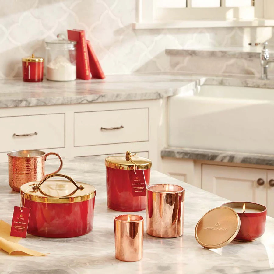 Thymes - Simmered Cider Poured Candle Tin - Gold Lid