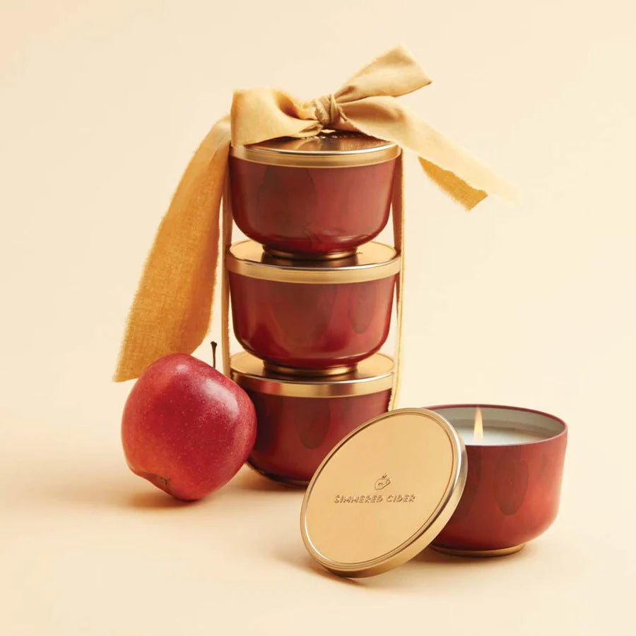 Thymes - Simmered Cider Poured Candle Tin - Gold Lid