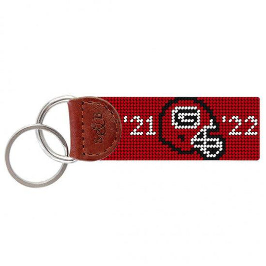 Smathers & Branson Georgia 2022 Back to Back National Championship Needlepoint Key Fob (Red) - Findlay Rowe Designs