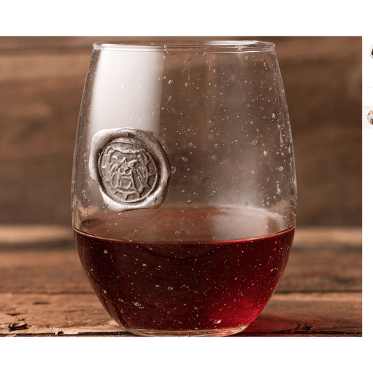 Bulldog Pewter stamped Stemless Wine Glass - Findlay Rowe Designs