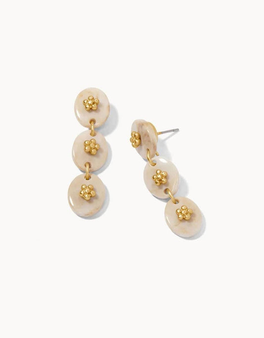 Spartina - Harbor Linear Resin Earrings Flowers/Cream - Findlay Rowe Designs