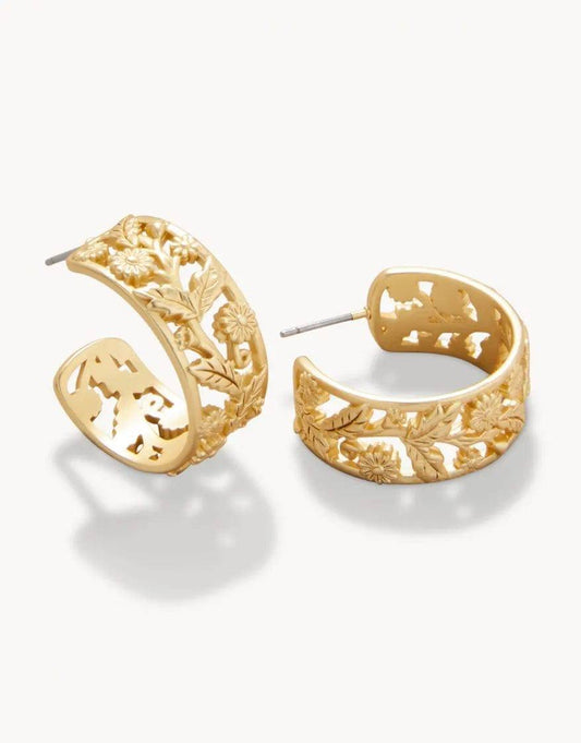 SPARTINA - VINE HOOP EARRINGS GOLD - Findlay Rowe Designs