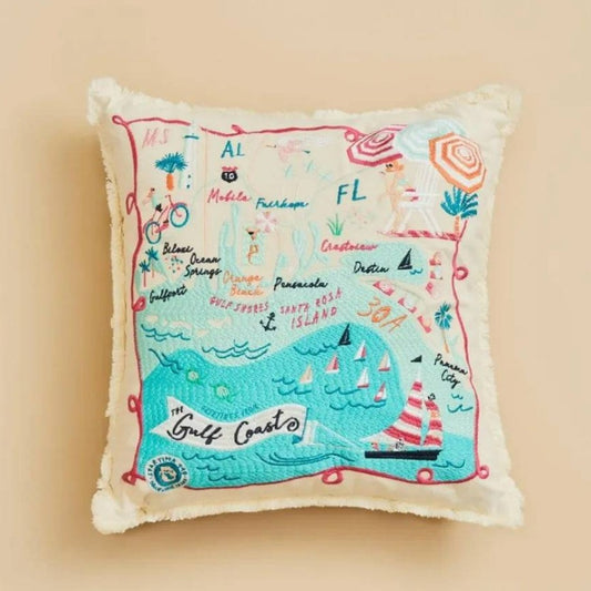 Spartina - Greetings from Gulf Coast Embroidered Pillow - Findlay Rowe Designs