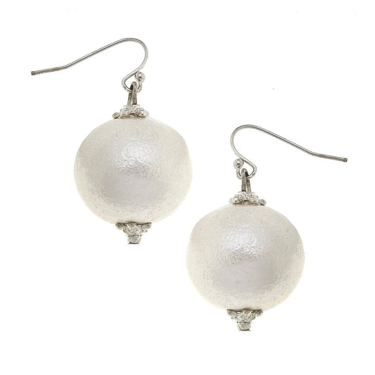 Susan Shaw - Cotton Pearl Drop Earrings - SILVER - Findlay Rowe Designs