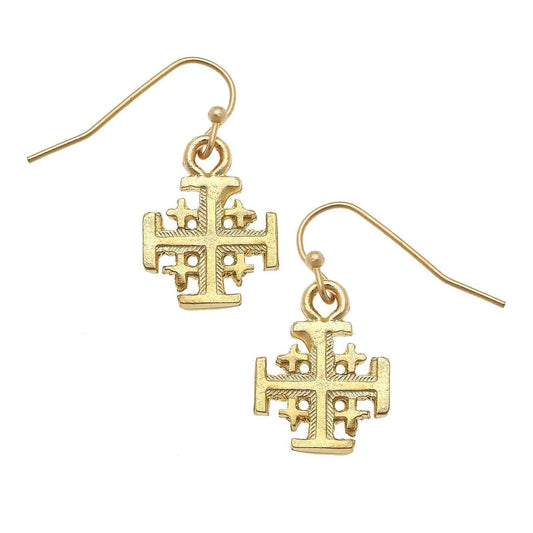 Susan Shaw - Jerusalem Cross Drop Earrings - Findlay Rowe Designs