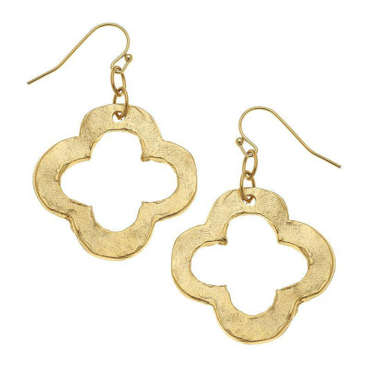 Susan Shaw -Large Gold Handcast Cloverleaf Earrning - Findlay Rowe Designs