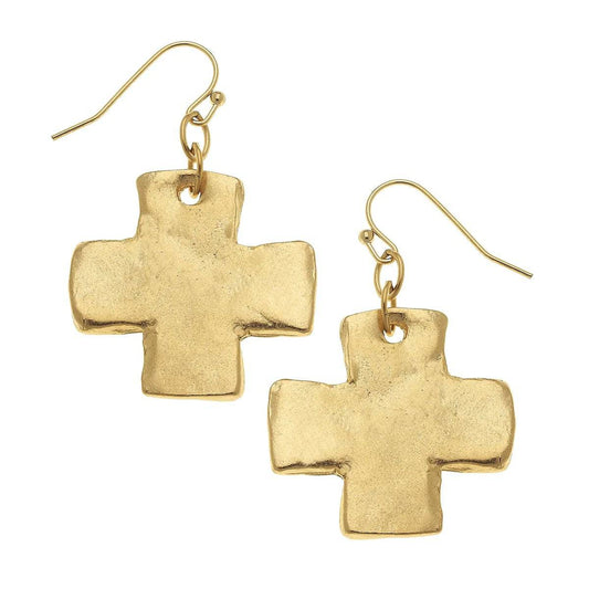 Susan Shaw - Square Cross Earrings - Gold - Findlay Rowe Designs