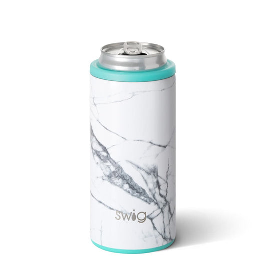 Swig - Skinny Can Cooler 12oz  - White Marble - Findlay Rowe Designs