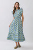 Dress - Midi Flutter Sleeve Tiered - Blue Floral - Findlay Rowe Designs