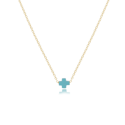 Enewton - EGirl Necklace Gold - Signature Cross Small - Turquoise