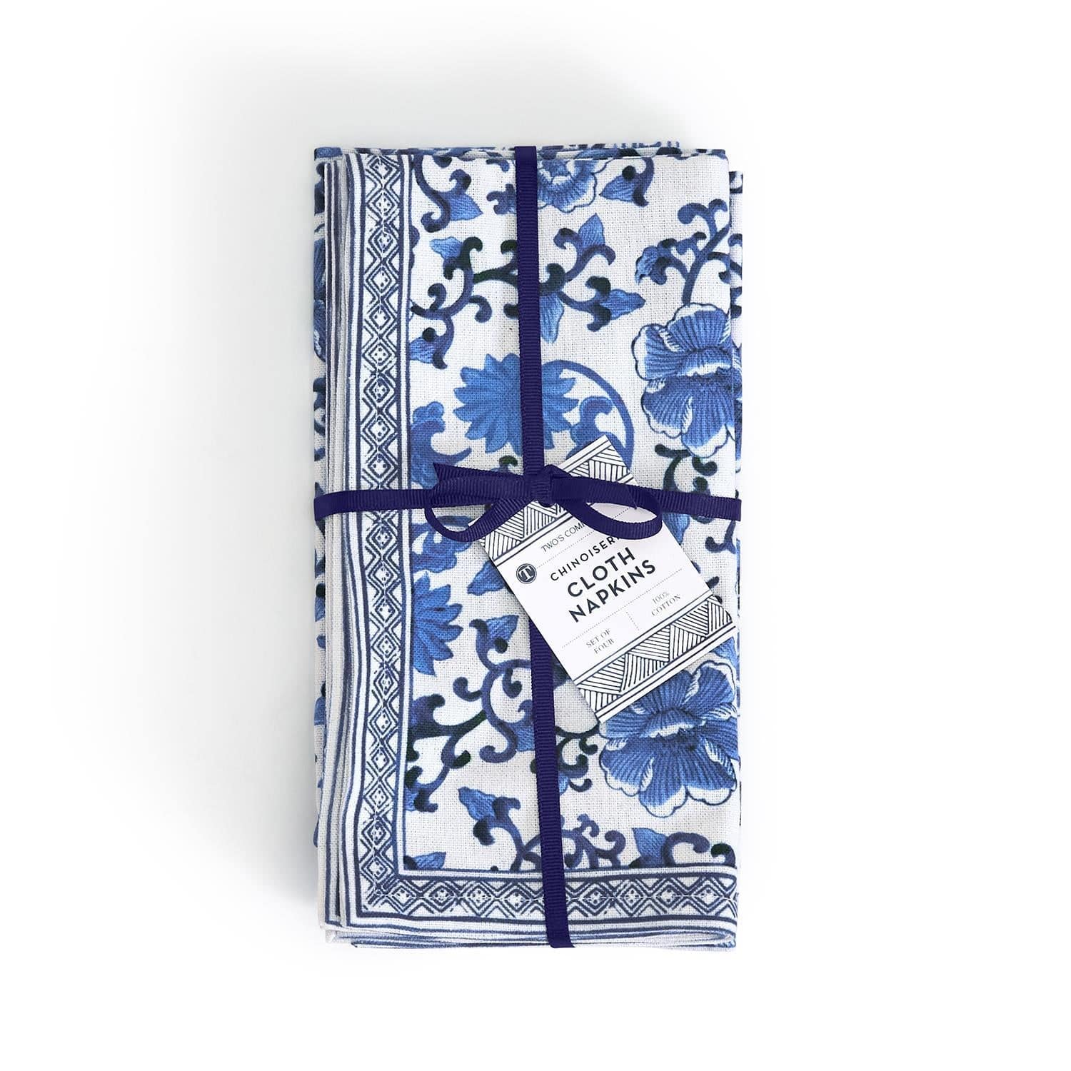 CHINOISERIE BLUE & WHITE FLORAL PATTERN NAPKIN SET - Findlay Rowe Designs
