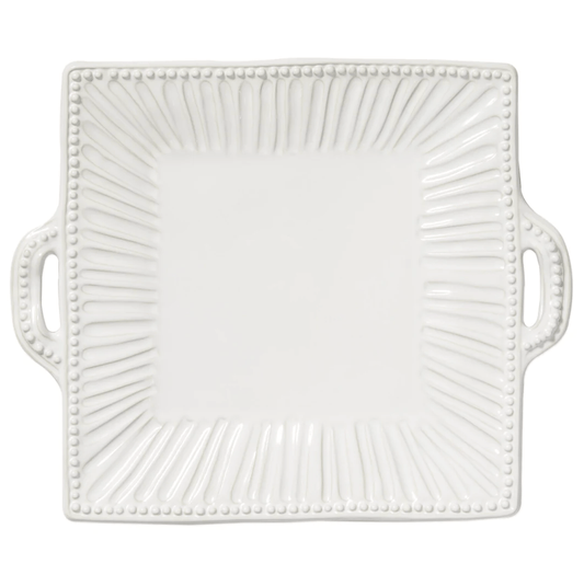 Vietri - INCANTO STONE STRIPE SQUARE HANDLED PLATTER - Findlay Rowe Designs