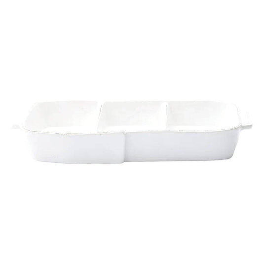 VIETRI MELAMINE LASTRA WHITE THREE-PART SERVER - Findlay Rowe Designs