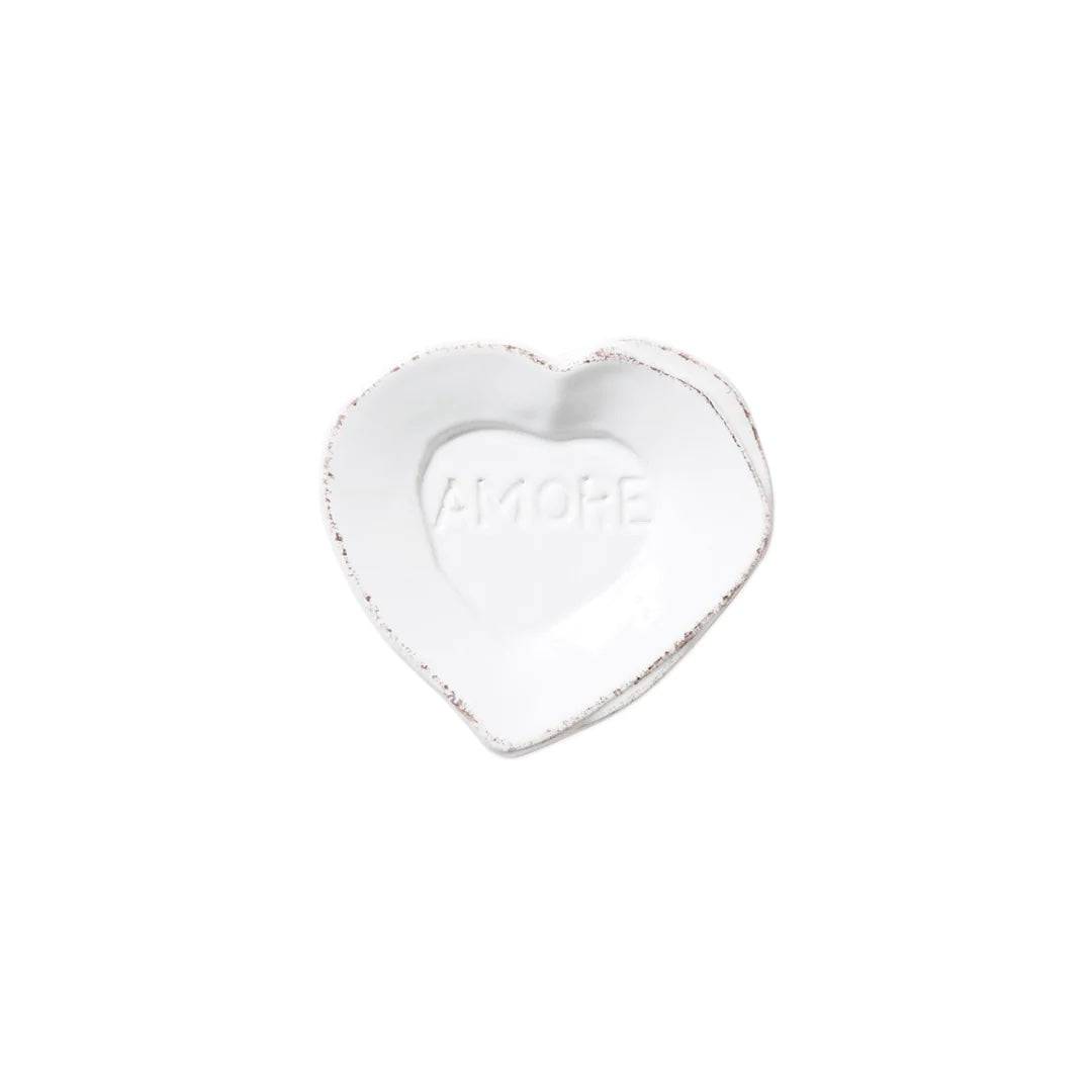 Vietri - LASTRA White HEART MINI AMORE PLATE - Findlay Rowe Designs