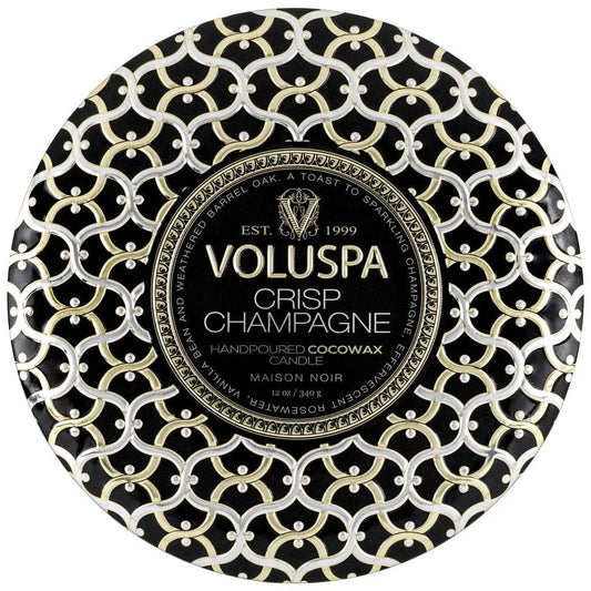 Voluspa - 3 Wick Tin Candle - Crisp Champagne - Findlay Rowe Designs