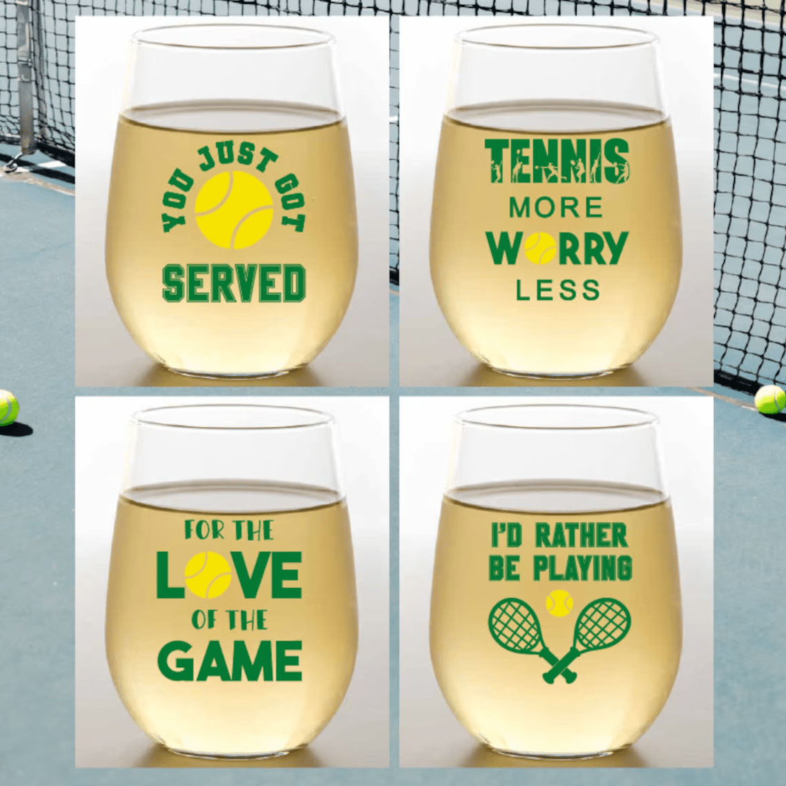 Wine-Oh - Tennis Sayings Wine Glass - Findlay Rowe Designs