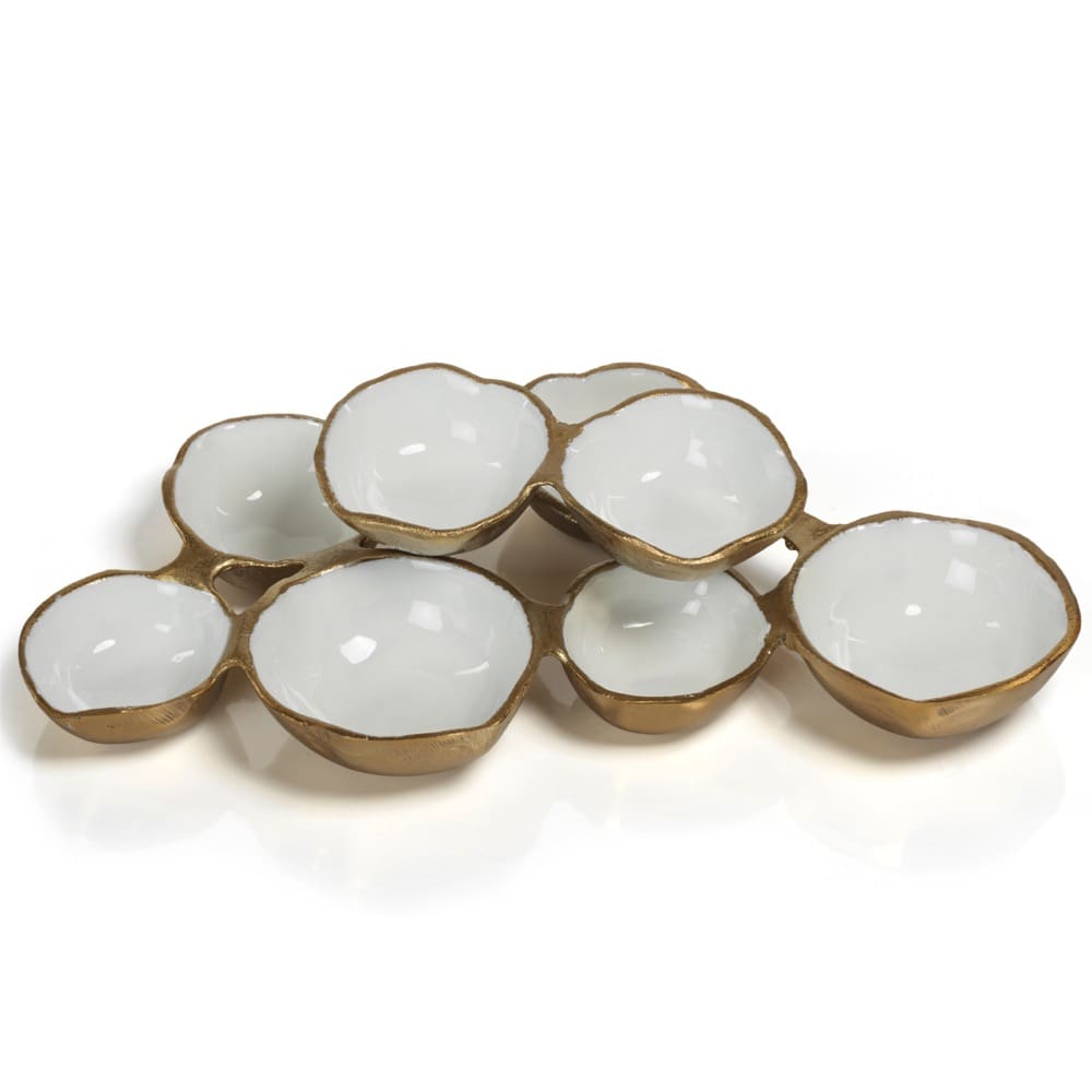 GOLD W WHITE CLUSTER SERVING BOWLS 8 - Findlay Rowe Designs