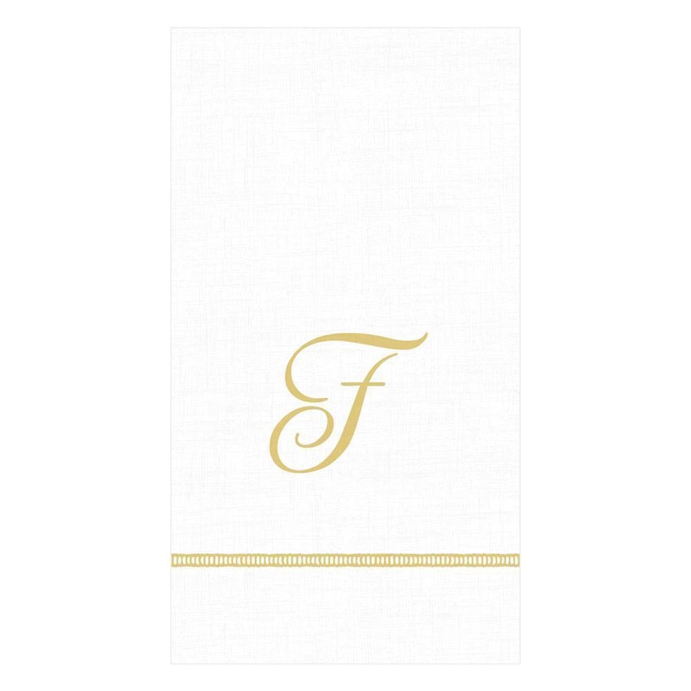 Caspari - Hemstitch Script Single Initial Paper Guest Towel Napkins - F
