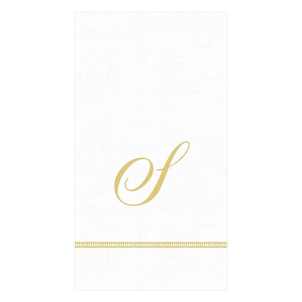 Caspari - Hemstitch Script Single Initial Paper Guest Towel Napkins - s