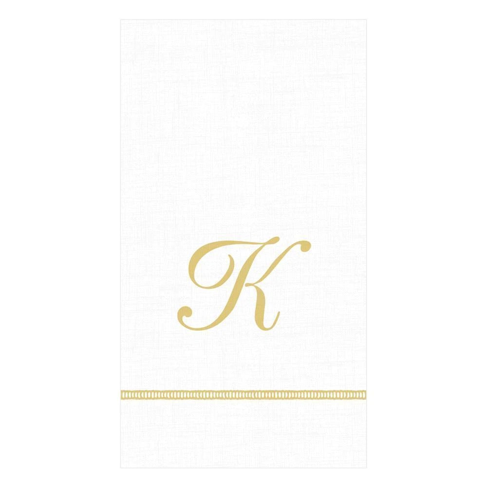 Caspari - Hemstitch Script Single Initial Paper Guest Towel Napkins - K