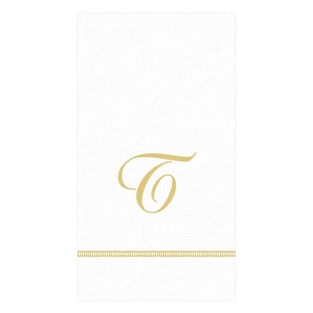 Caspari - Hemstitch Script Single Initial Paper Guest Towel Napkins - t