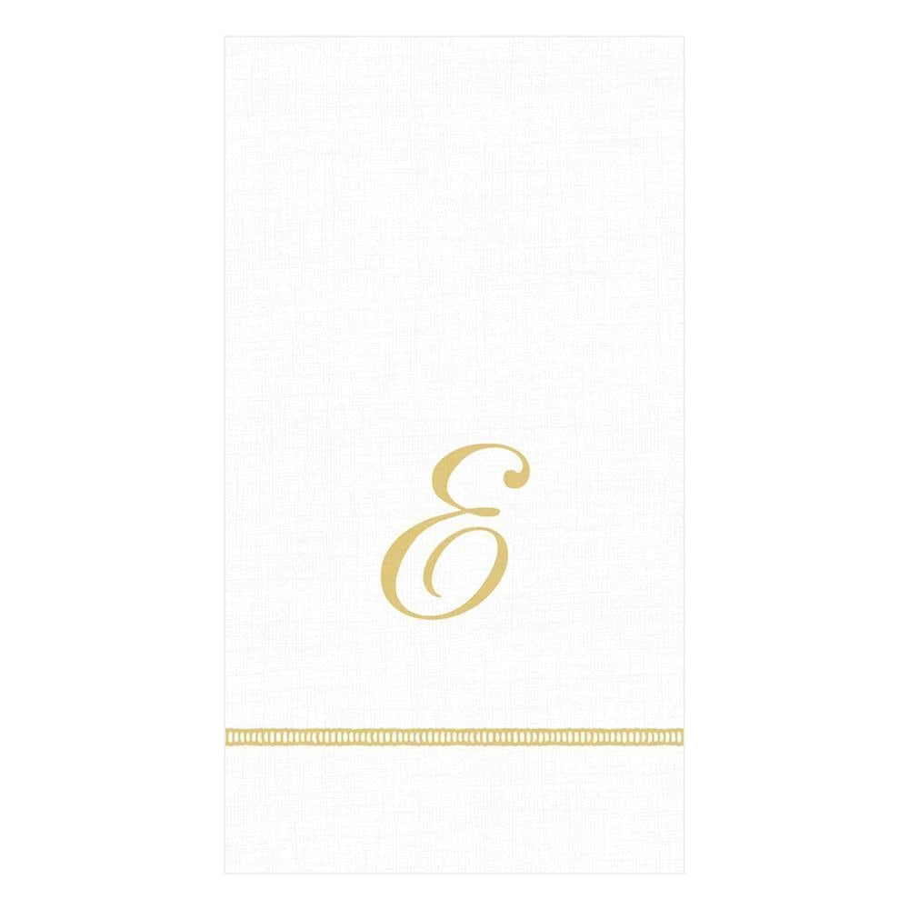 Caspari - Hemstitch Script Single Initial Paper Guest Towel Napkins - E