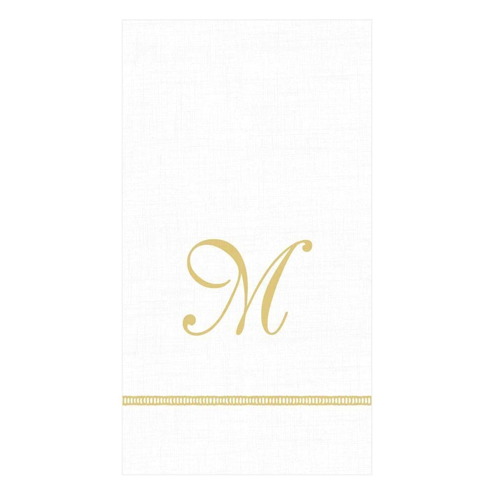 Caspari - Hemstitch Script Single Initial Paper Guest Towel Napkins - M